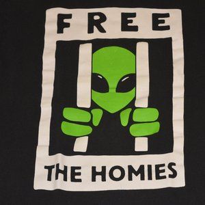 ALAB Free the Homies Roswell Alien Men's Medium Black Short Sleeve Tee Shirt